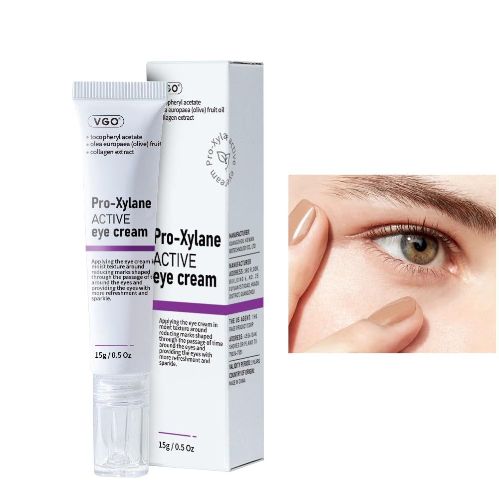 VGO Eye Cream 2% Pro-Xylane Eye Repair Cream per Dark Circles & Puffiness Under Eyes, Pro Xylane + Acido Ialuronico 6D per Firm Skin, Ridurre rughe, Linee sottili, 15g/0.5 Oz