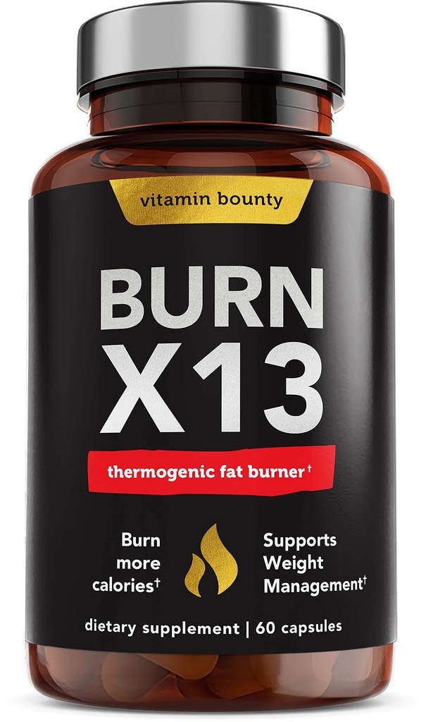 Vitamina Bounty Advanced Thermogenic Fat Burner for Men & Women - Burn X13 supplemento di perdita di peso con 13 potenti ingredienti - Metabolism Booster, Energy & Appetite Control - 60 capsule