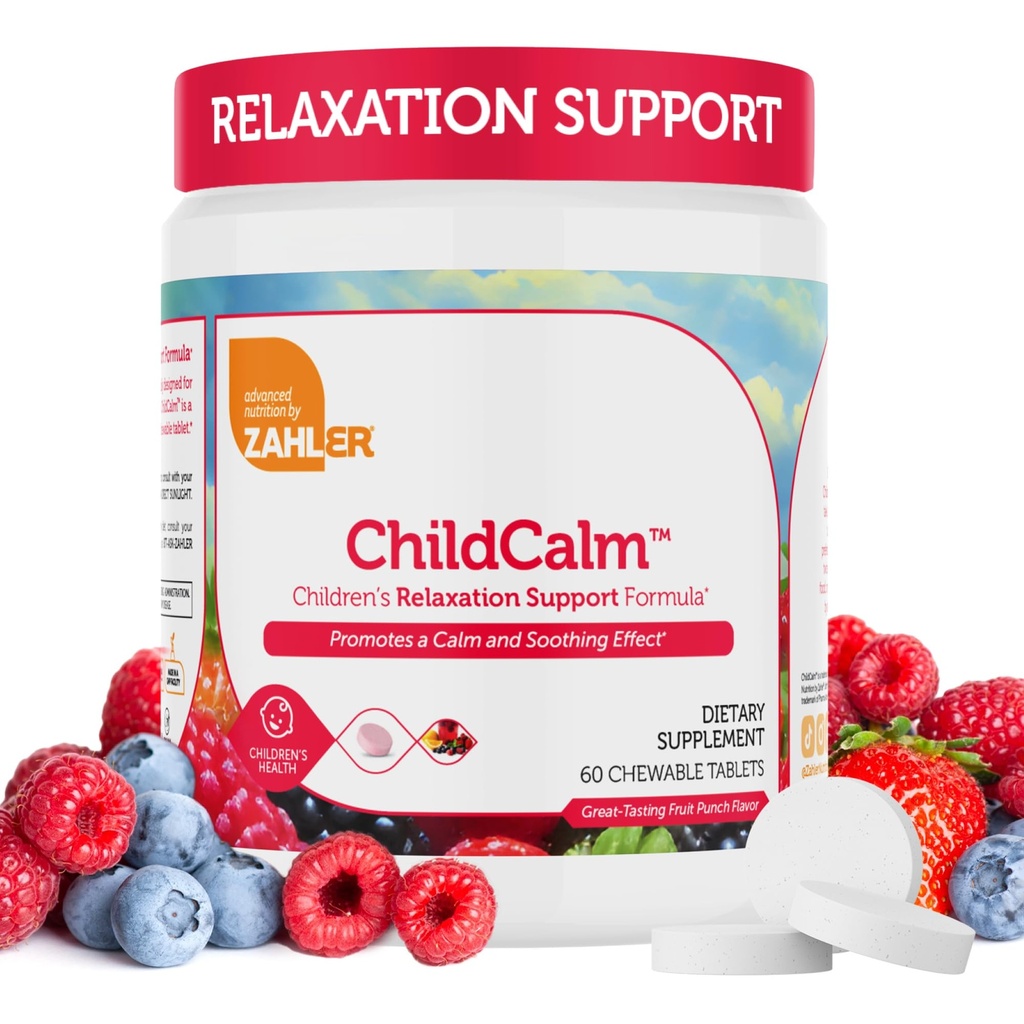 Zahler ChildCalm, Kosher Fruit Punch Chewable Magnesium per i bambini - Natural Calm, Mood Support, and Relax - Calming Kids Magnesium Supplement Childrens Magnesium, 60 Tablet