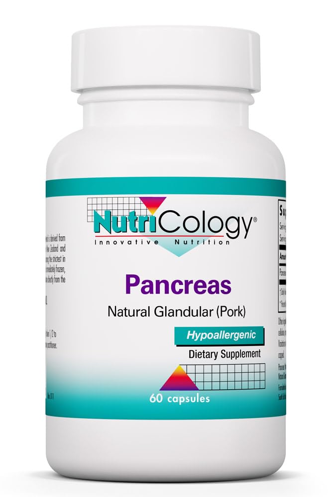Nutrizione Pancreas Pork 425mg Supplemento - Pancreas Natural Glandular, Pancreatic Enzymes, Amylase, Protease, Lipase, Hypoallergenic - 60 Count