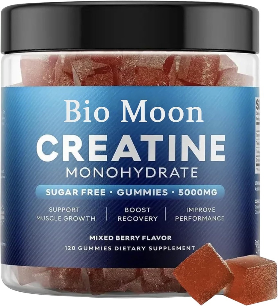 Creatina Monoidrato Gummies 5000mg per uomini e donne, Masticabili Creatina Monoidrato per la resistenza muscolare, Energy Boost, Pre-allenamento Supplemento (120 conteggio)- Bacche miste Flavour