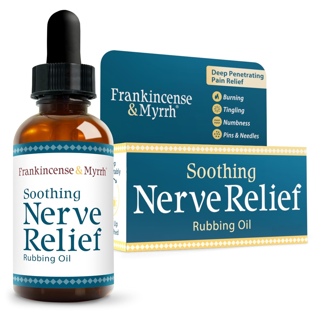 Frankincense & Myrrh Soothing Nerve Relief Rubbing Oil, Neuropathy Pain Relief per mani e piedi - con Menthol e Frankincense Essential Oils, 2 Fl. Oz.