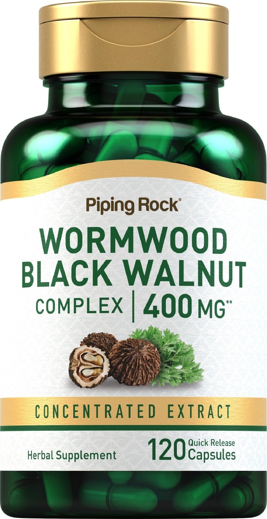 Piping Rock Wormwood Black Walnut Capsule 400mg | 120 Count | Herbal Extract Complex | Non-GMO, Gluten Free Supplement