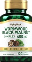 Piping Rock Wormwood Black Walnut Capsule 400mg | 120 Count | Herbal Extract Complex | Non-GMO, Gluten Free Supplement