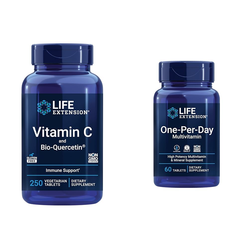 Vitamina C & Quercetin Phytosome Plus Multivitamin con 25+ vitamine, minerali ed estratti - 250 compresse, 60 compresse