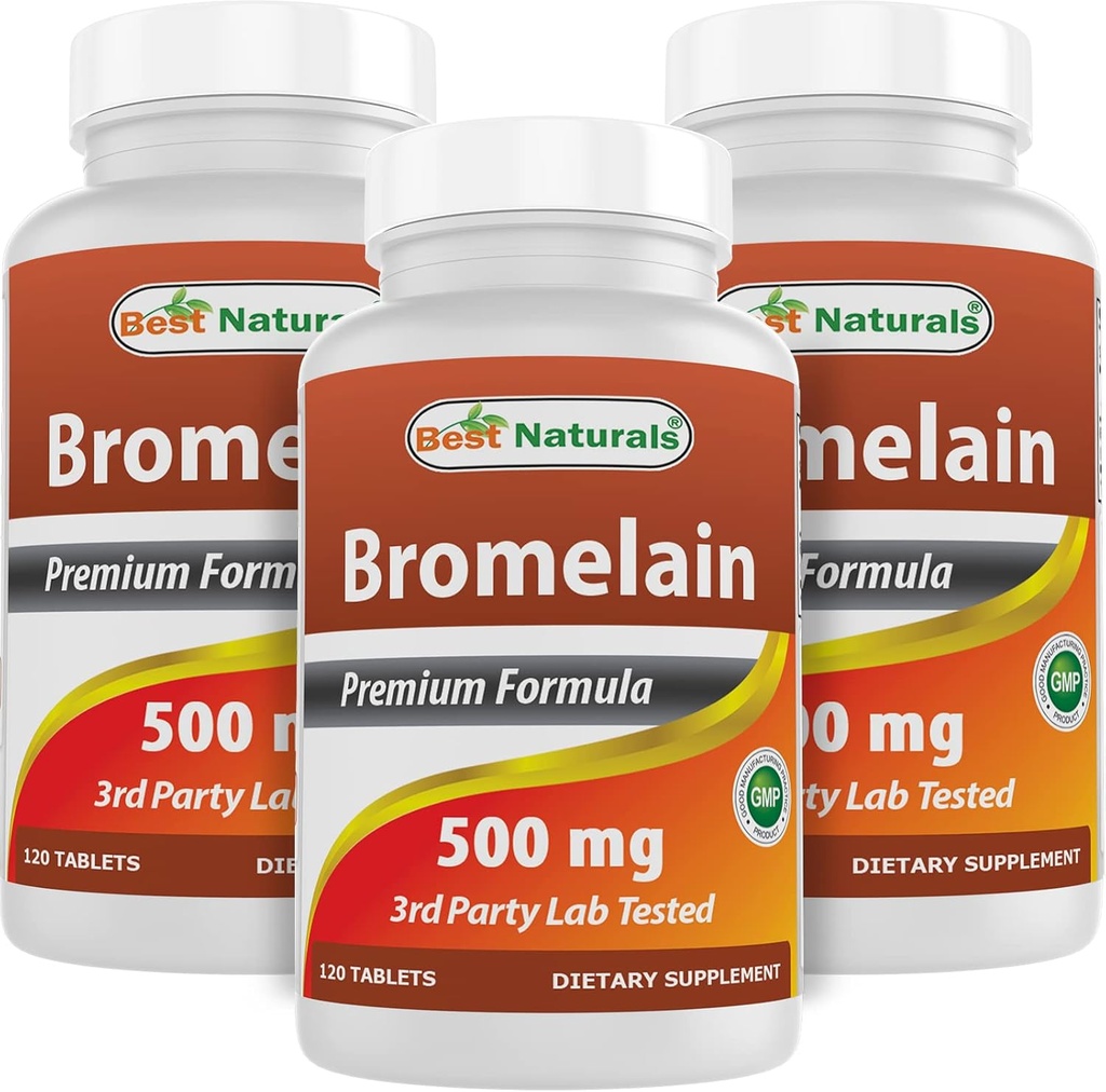 Migliori naturali Bromelain 500mg 120 compresse (120 conteggio (pacchetto di 3))