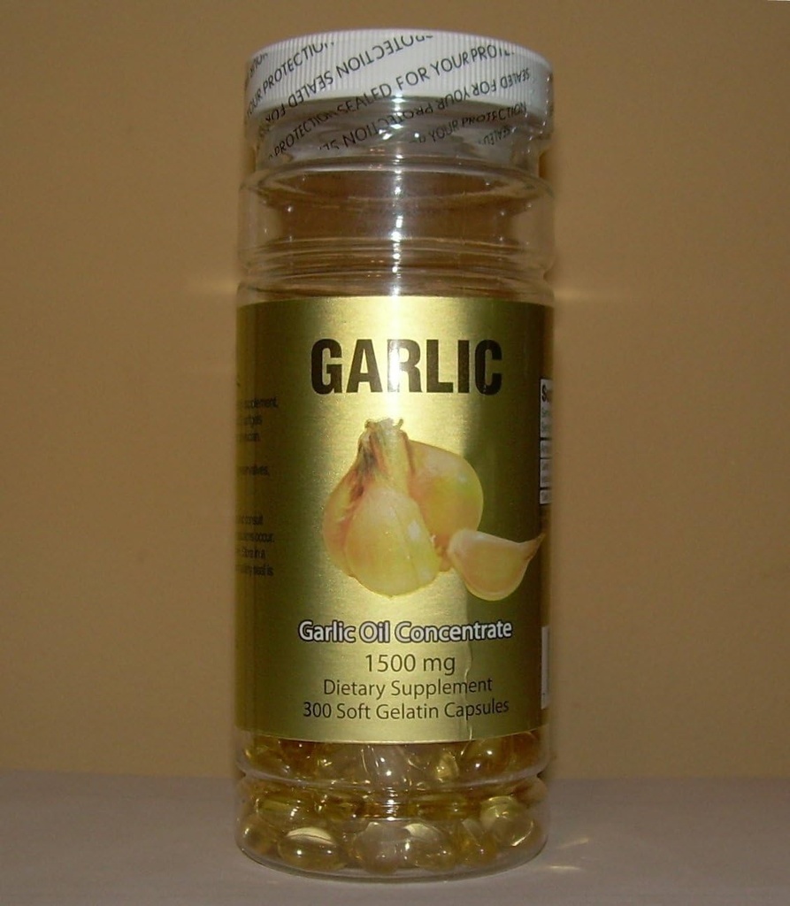 Olio d'aglio Concentrato 1500 MG, Colesterolo Libero, 300 capsule di Gelatina Morbide