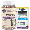 Orto della vita Organics Elderberry Gummies per adulti e bambini - Integratore di supporto immunitario & Dr. Formulated Probiotics Organic Kids+ Plus Vitamin C & D - Berry Cherry