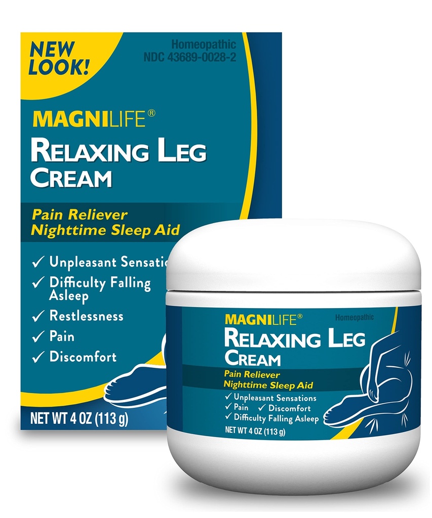 Crema di gambe rilassante MagniLife, Gambe irrequiete, Penetrazione profonda Topical per il dolore, Naturale Soothe Cramping, Discomfort e Tossing con Lavanda e Magnesio - 4oz