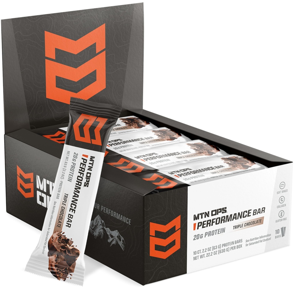 MTN OPS Triple Chocolate Mudslide Protein Bars, Alta Proteine con Whey Isolate & Whey Concentrate and Collagen, Basso zucchero, Senza glutine, 10 Conte