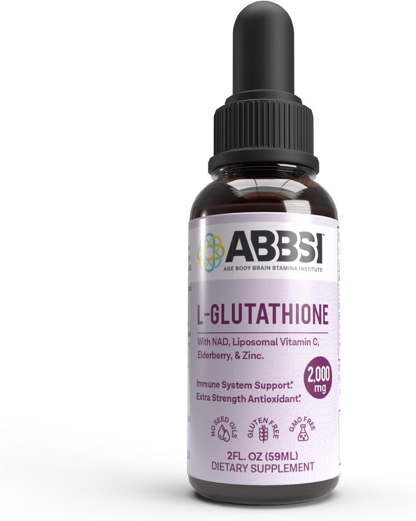 Liquido Liposomal Glutathione con NAD & Elderberry per il supporto immunitario - 2000MG - Assorbimento potenziato - Non da olio di semi - Antiossidante potente - Non-GMO, Vegan, senza glutine - 2 fl oz