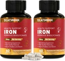 2 Pack Iron Supplement – Capsule Bisglycinate di Ferro ad Alta Assorbibile per Adulti, Alimentazione 120-Day, Vegan, Non OGM, Senza Glutine, Supporta Energia &amp; Benessere In generale