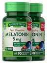 Melatonina della verità della natura 5 mg | 180 compresse dissolve veloci (2 X 90 Twin Pack) | Natural Berry Flavor | Vegetariano, Non OGM, Gluten Free Supplement