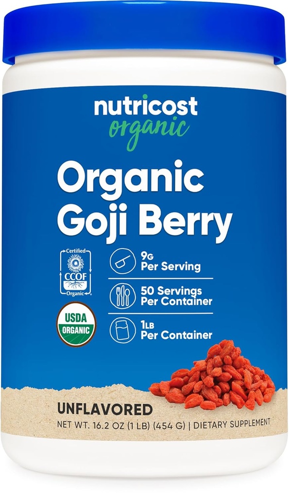 Nutricost Organic Goji Berry Powder (1lb) - Certificato USDA Organico, Senza glutine, Non OGM, Vegetariano