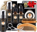 XIKEZAN Beard Kit per gli uomini Grooming & Care w/Beard Condizionatore, Lavare, Olio, Balm, Spazzola, Pettine,Padre San Valentino Regali per gli uomini Lui Papà Marito Fidanzato Regali di Natale Uomo Stocking Stuffer