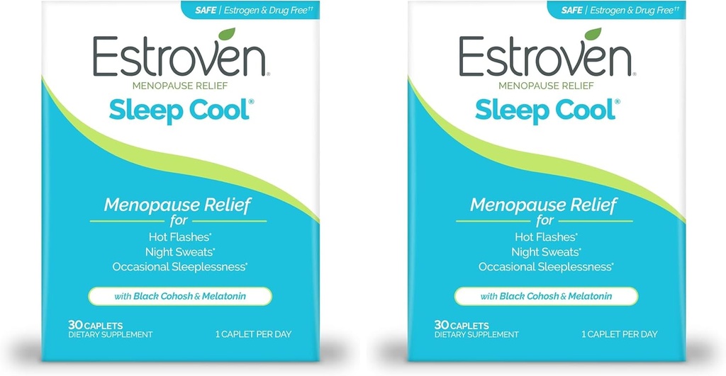 Estroven sonno fresco per il sollievo della menopausa, 30 Ct, supplemento di supporto del sonno con gli ingredienti clinicamente provati per alleviare i sintomi di menopausa più le maglie di notte e il sollievo di flash caldo, senza farmaci e senza glutine