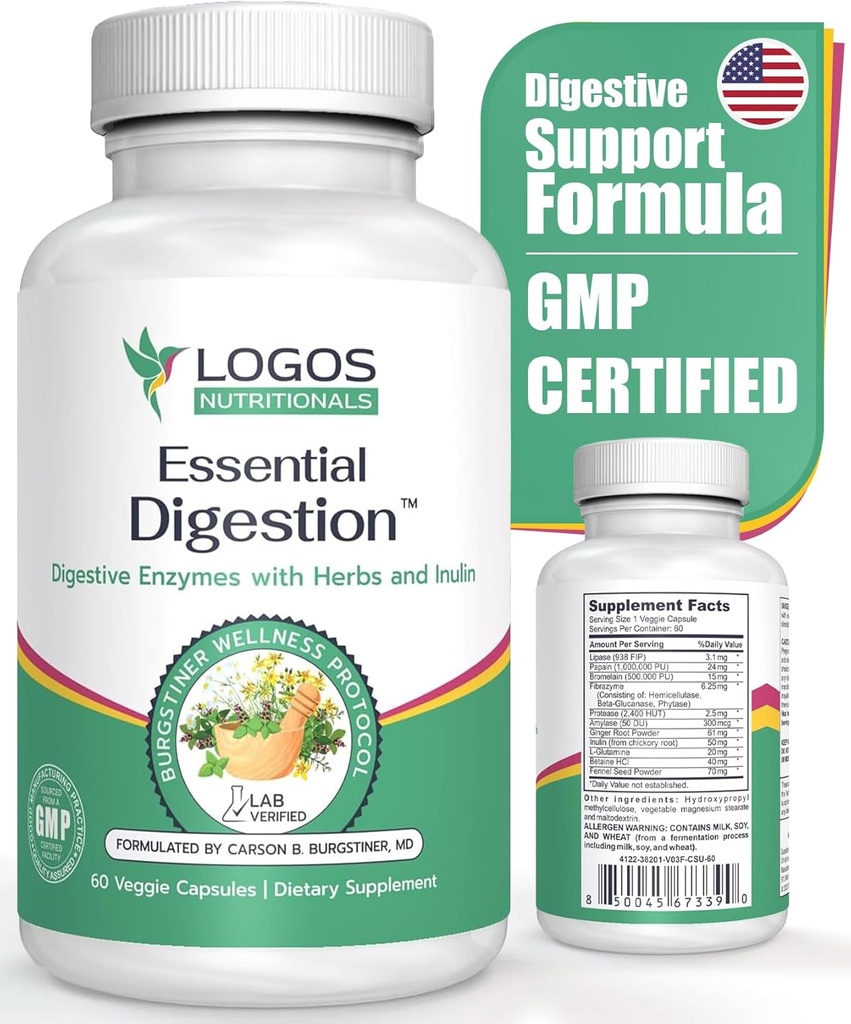 Digestione Essenziale 90 Caps Veggie - Enzimi Digestivi per migliorare la salute digestiva e di Gut e alleviare problemi digestivi - per gli uomini e le donne