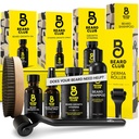 Il Beard Club Advanced Beard Growth Kit - Rullo Derma, Olio di Crescita, Vitamine e Spruzzo Vitamina, Spazzola Shampoo e Boar - Set Regalo - Cedro