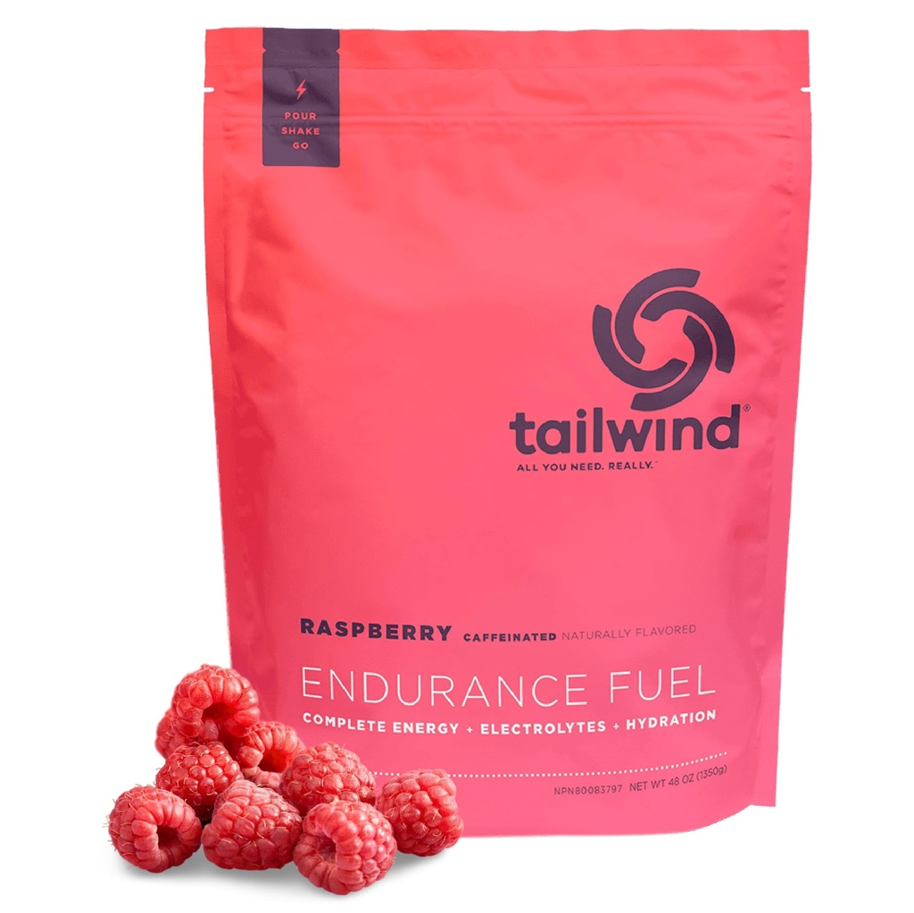 Tailwind Nutrition Endurance Fuel, Carbohydrate & Electrolyte Sports Drink Mix Powder, Gluten-Free, Vegan, Raspberry Buzz, 50 Serve (Caffeinato)