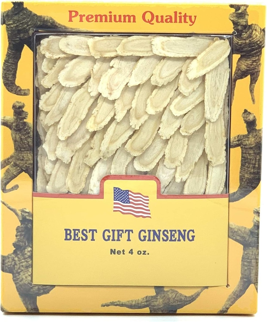 Grado A + mano selezionato Ginseng americano Slice medio 4oz Scatole nichelate