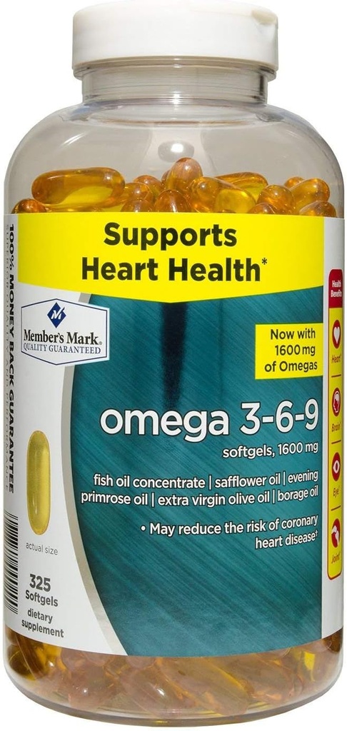 Mark Omega 3, 6, 9 Integratore alimentare 1600 Mg, Gel Morbido, 325Count