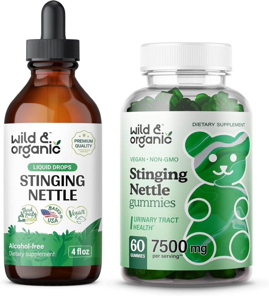 Wild & Organic Sting Nettle Root Tincture 4 fl oz & Sting Nettle Root Gummies