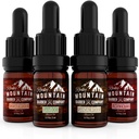 Rocky Mountain Barber Company Beard Oil Sample Size Pack - 4 Varietà uniche dell'olio del cuscinetto (0.17 oz ciascuno) - Cedarwood, Sandalo, Bamboo & Unscented – Contiene oli essenziali