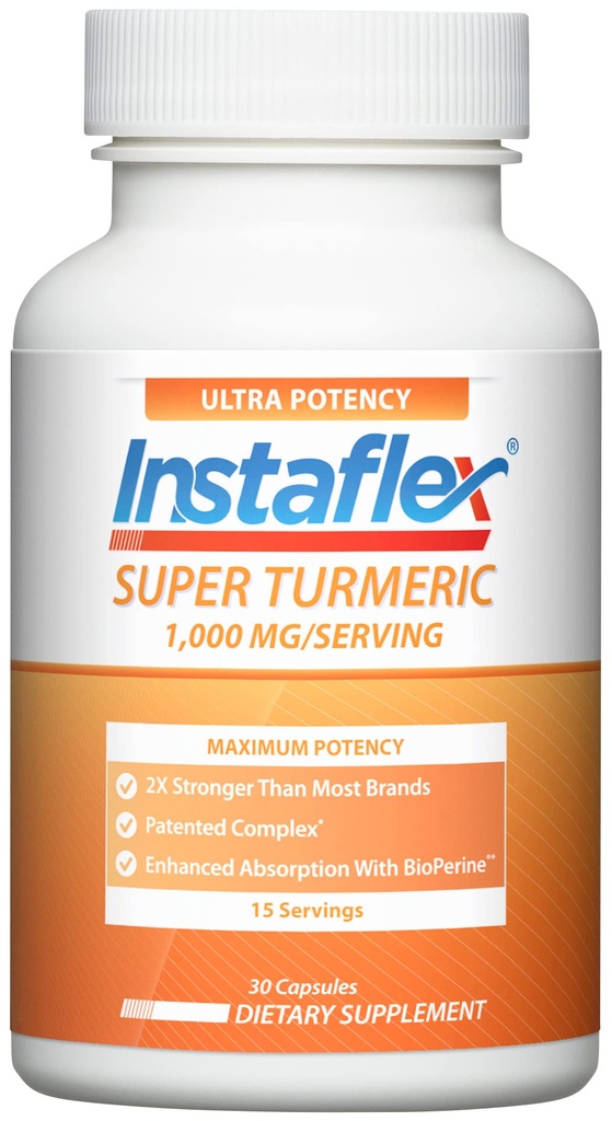 Instaflex Super Turmeric - 1000mg curcumina currica con BioPerine, Estratto di pepe nero, 95% Curcuminoidi, 30 Conte