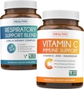 Respiratorio & Vitamina C (1-Month di alimentazione) Respirare Facile Bundle - Supporto respiratorio Pulitura polmonare profonda per la salute delle vie aeree (60 Caps) & Vitamina C Integratore di supporto immunitario - Immunity Boost Blend (60 Caps)