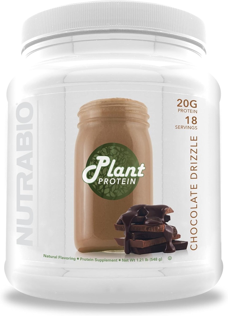 Polvere proteica vegetale NutraBio – Polvere proteica vegana – 20G di proteine per Scoop – Organico, Lattosio Libero e Latticini Free- Cioccolato Drizzle 18 Serve