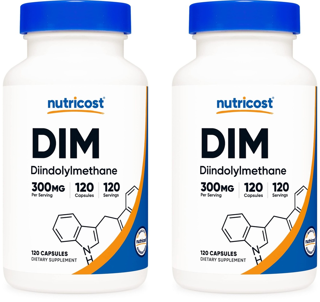 Nutricost DIM (Diindolylmethane) 300mg, 120 Capsule con BioPerine (2 Bottiglie)