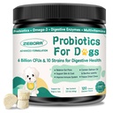 Probiotici per cani Salute digestiva, Probiotici per cani e enzimi digestivi, Prebiotici, Omega-3 & 6 e Vitamina per cani, 6 miliardi di CFU per la salute e il supporto immunitario, 120 Chews