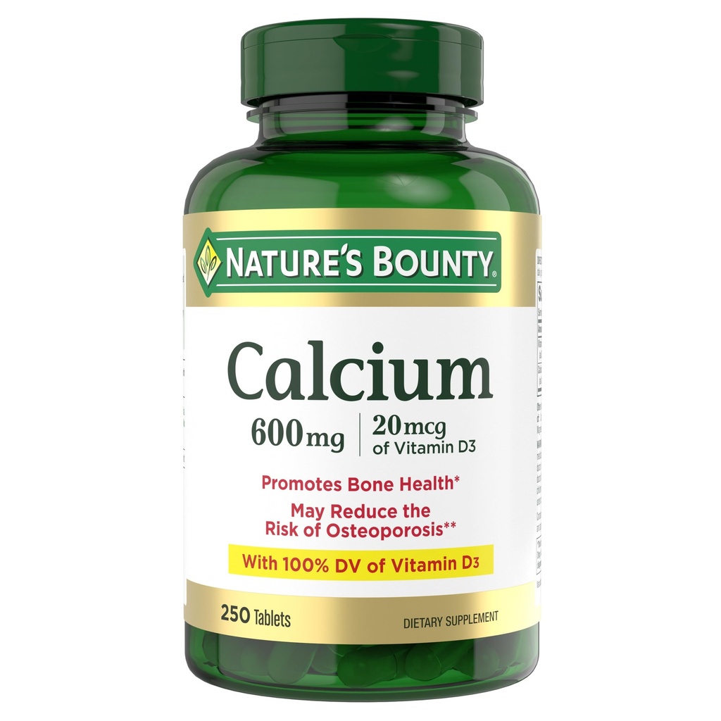 Carbonato di calcio della natura & vitamina D, Supporta la salute immunitaria & Bone Salute, 600mg Calcio & 800IU Vitamina D3, 250 compresse