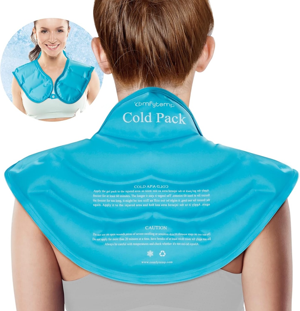Pacchetto di ghiaccio comodo per le spalle del collo Rilievo del dolore, Resuable Large Gel Shoulder Cooling Wrap per lo schienale superiore, Cold Compress Terapia fisica per lesioni cervicali, Regalo delle donne degli uomini