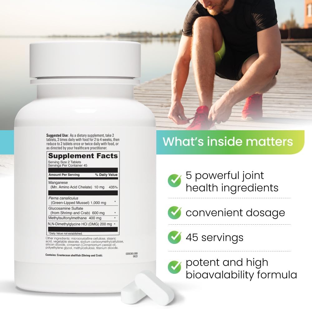REVITALIZE Mobility + Advanced Joint & Connective Tissue Support Formula Inflammation, Joint Care & Relief, Heart & Immune Support, Perna Canaliculus, Glucosamine, MSM, DMG- 90 Tablet