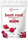 Radice di barbabietola 3.000mg con estratto di semi di uva & CoQ10, 400 compresse | 200 Serve | Super Beets Integratori di estratto di barbabietola fresca per l'ossido nitrico, pressione sanguigna & supporto di salute del cuore