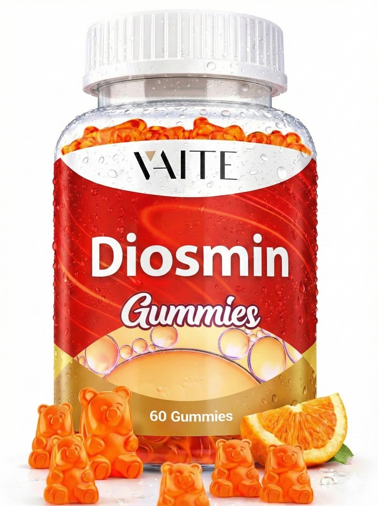 VAITE Diosmin 1000mg - Integratori di supporto della vena per le vene varicose - Formula di ottimizzazione venosa del supplemento di salute della gamba, Citrus bioflavonoidi, aiuta a circolare per le gambe, pancia delle zampe, 60 Gummie vegane