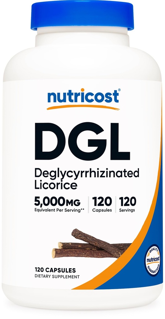 Nutricost DGL Estratto di liquirizia deglycyrrhizinated (500 mg di estratto, equivalente a 5, 000 mg di liquirizia, 120 porzioni) - Non OGM, Vegan