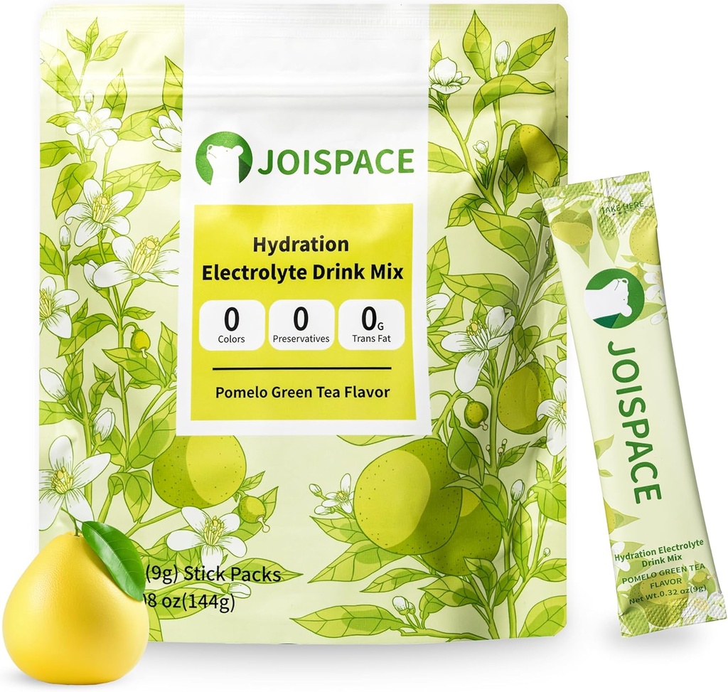 JOISPACE Electrolyte Drink Mix con Tea Polyphenols | Fast Hydration & Electrolytes Boost | Non-GMO, Vegan, Gluten-Free | Pomelo Tea, 16 Serve