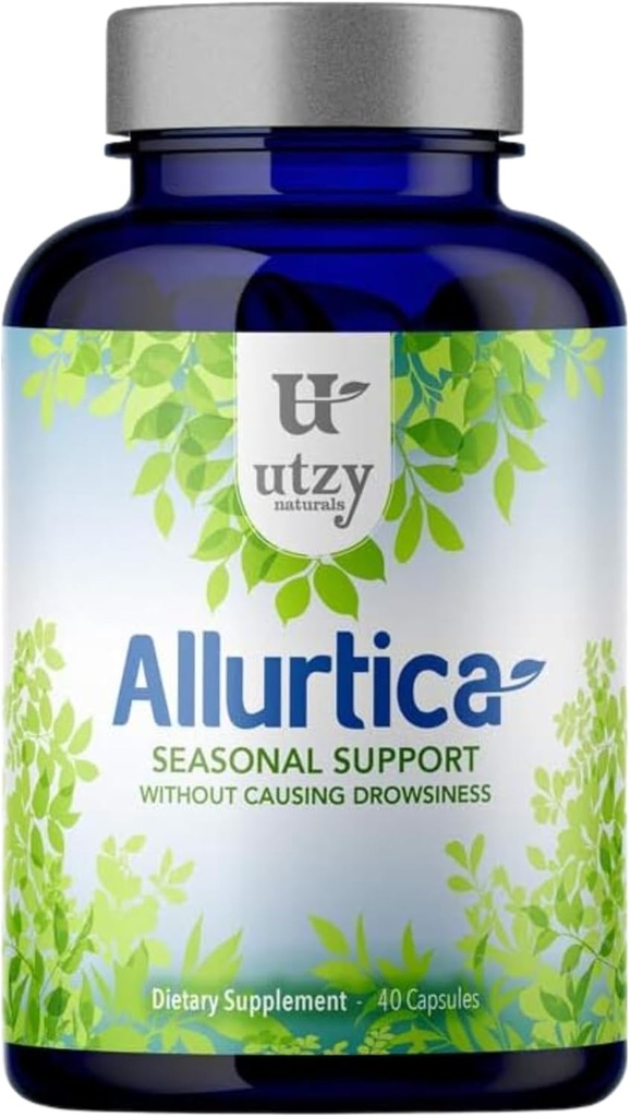 Utzy Naturals Allurtica | Sinus & Respiratory Support Supplemento con Quercetin e Sting Nettle | Supporto stagionale per adulti e bambini | Non Drowsy | 40 Capsule