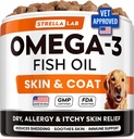 StrellaLab Omega 3 per cani - (180Ct) Trattamenti di olio di pesce - Allergy & Itch Relief Skin & Coat Supplement - pelle di prurito secca, Anti Shedding & Hot Spots Trattamento - Pet Salmon olio Chews - Pollo Flavor