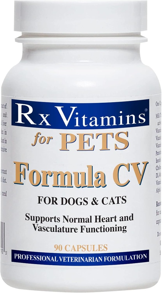 Rx Vitamins Formula CV per cani e gatti - Cat and Dog Heart Health - Feline & Canine Cardiac Support - 90 ct