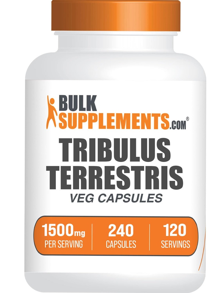 BulkSupplements.com Tribulus Terrestris Capsule - Supplemento a base di erbe, Tribulus Terrestris 1500mg - Gluten Free, 2 Capsule per Serving, 240 Count (Pack of 1)