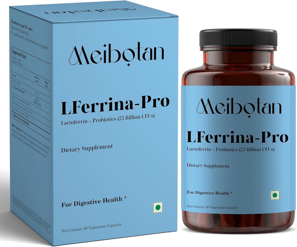 Lactoferrin Integratore con Probiotici per Uomini e Donne - Stimola il Sistema Immune, Regola il Metabolismo di Ferro, Digestione, Supporto Immunità- 60 Veg Capsule