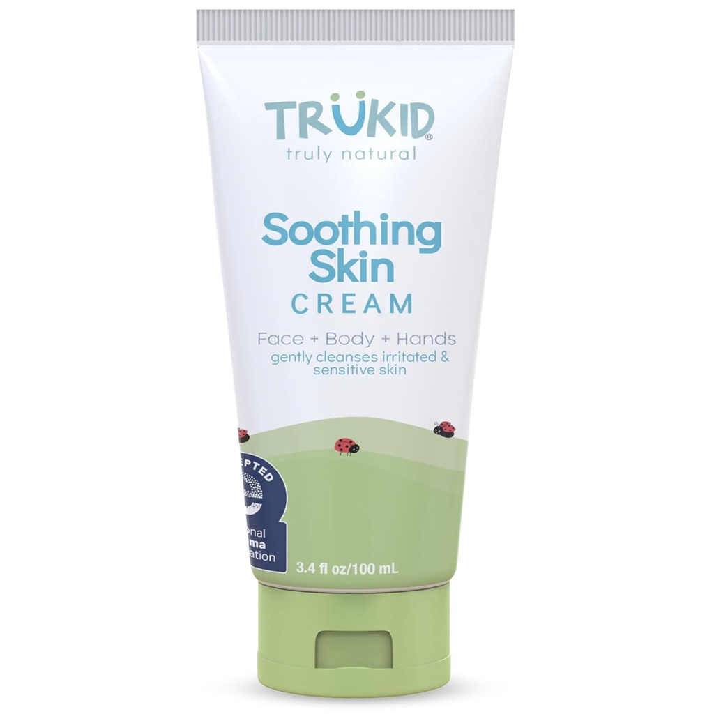 TruKid Crema Eczema Naturale per Bambini, Bambini &amp; Bambini, NEA-Accepted per Eczema, Sicuro per pelle sensibile su viso, corpo, &amp; mani, non profumato, Idrati & Moisturizes Irritated & Itchy Skin, 3.4oz