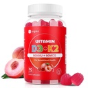 Vitamina D3 K2 Gummies - 90 Conte Zucchero Vitamina D3 9000 UI + K2(MK-7) 90 mcg per Bone & Immune Salute, Vegan Chewable K2 D3 Vitamina Supplemento per gli uomini delle donne (Peach Flavor)