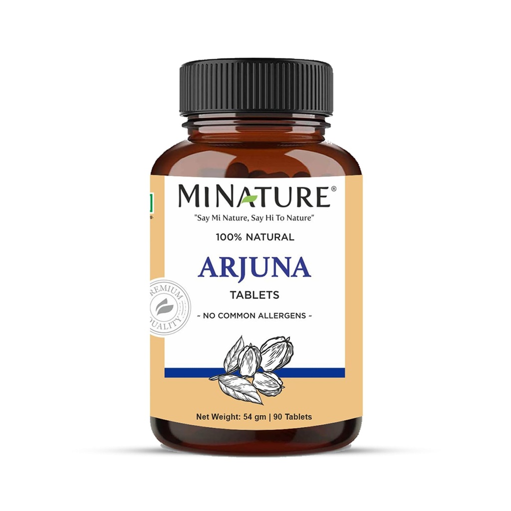Arjuna Tablets by mi Nature -90 Tablets, 1000mg | 45 Day Supply | 100% Natural Arjuna Tablet | Arjun bark | Saraca Indica | dall'India