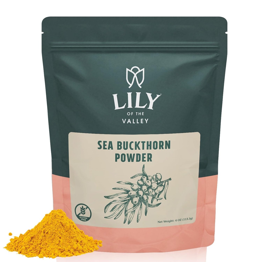 Lily of the Valley Sea Buckthorn Powder - Rhamnus Cathartica - No Aggiunto Zucchero - Tart Berry Taste - Vegan & Gluten-Free - Imballato in Sacchetto Resealable (4oz, 113g)