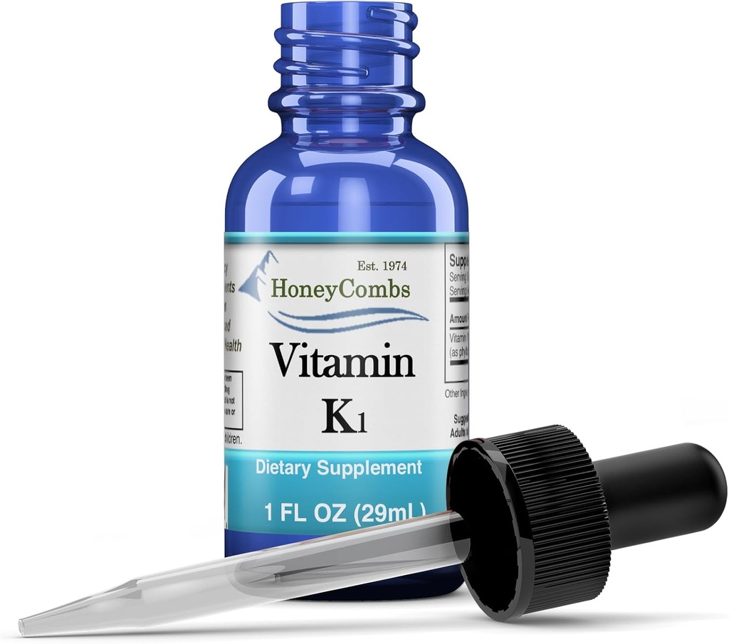 Vitamina K1 Gocce liquide - Made in USA - Natural High Potency Phylloquinone per gli uomini, le donne, i bambini, e i neonati Grande per i cerchi sottoocchi scuri - Bulk Sizes Disponibile anche