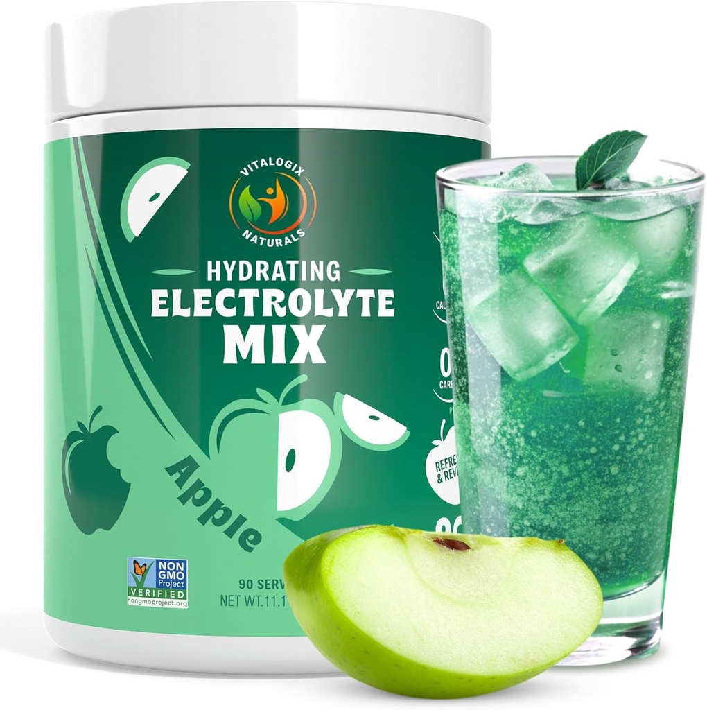 Polvere di elettrolita – Zero Sugar Crisp Mela Hydration Mix | 90 Servings | Keto, Vegan, Gluten-Free | Elettroliti naturali per il recupero del muscolo, Energy & Cramp Support | per le donne, corridori, atleti